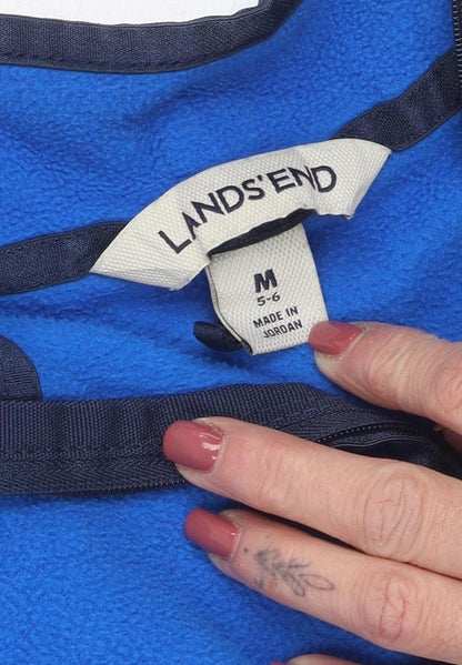 Lands' End Boys Blue 1/4 Zip Fleece Pullover, Size 5-6 Years