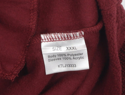 Womens UK Size 3XL Pure & Natural Red Full Zip Jumper