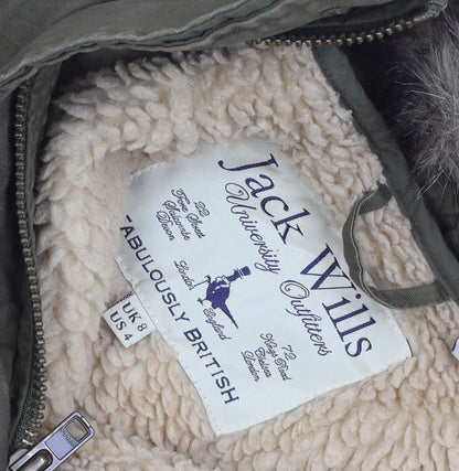 Womens UK Size 8 Jack Wills Green Parka Coat