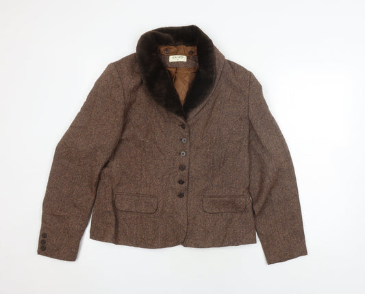 Kaliko Women's Brown Herringbone Blazer Size 14