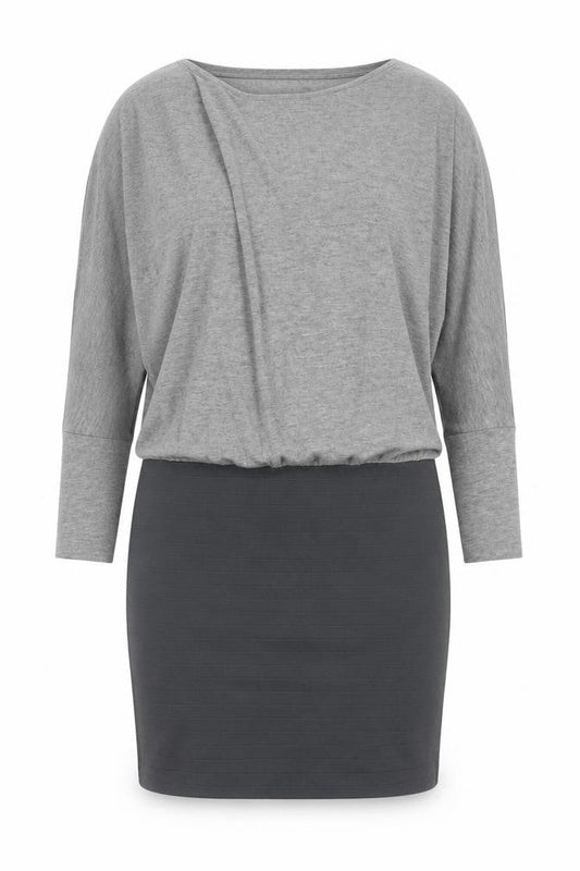 Mango Women Grey Blouson Dress Size 12 Casual Knit