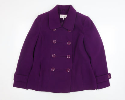 Womens UK Size 14 Style by EWM Purple Pea Coat