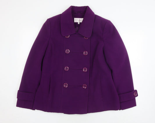 Womens UK Size 14 Style by EWM Purple Pea Coat