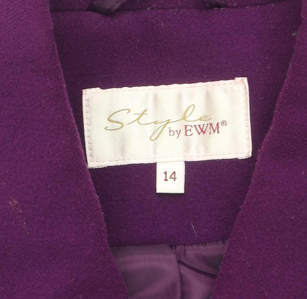 Womens UK Size 14 Style by EWM Purple Pea Coat
