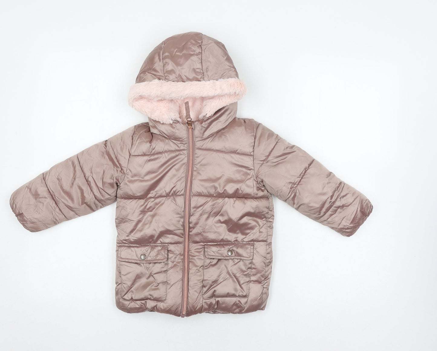 Next Girls Brown Puffer Jacket Size 18 Hooded Winter Coat