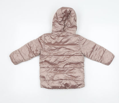 Next Girls Brown Puffer Jacket Size 18 Hooded Winter Coat