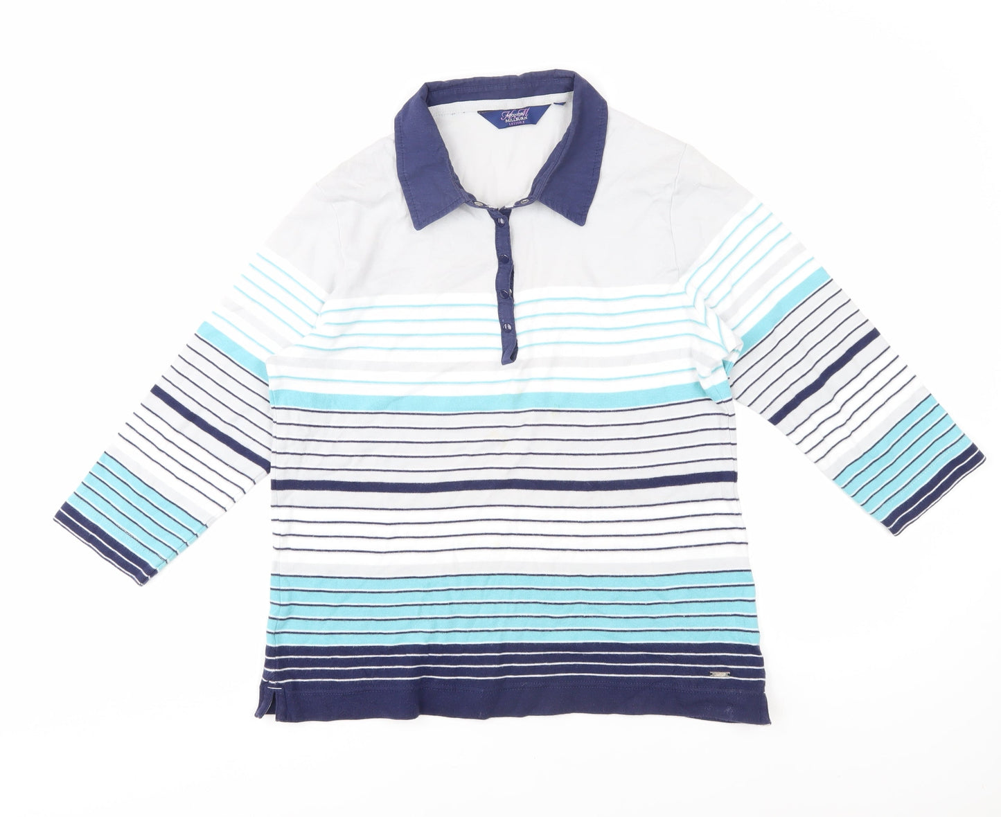 Honor Millburn Unisex White Striped Polo, Size S