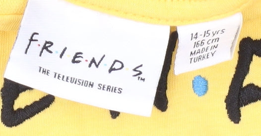 Friends Boys Yellow T-Shirt, Short Sleeve, Size 14-15 Years