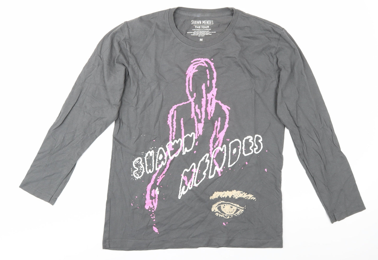 Shawn Mendes Grey Unisex Music Tour T-Shirt M Long Sleeve