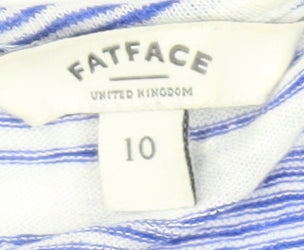 FatFace Women's Blue Striped Linen T-Shirt Size 10