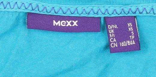 Mexx Women Blue XS Basic T-Shirt Scoop Neck Casual