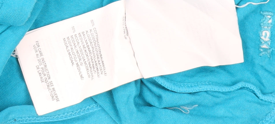 Mexx Women Blue XS Basic T-Shirt Scoop Neck Casual