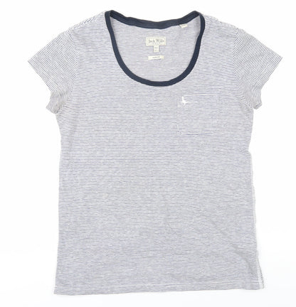 Jack Wills Women's Blue Striped Slim T-Shirt - Size 6