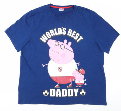 George Men's Blue Peppa Pig Dad T-Shirt 3XL