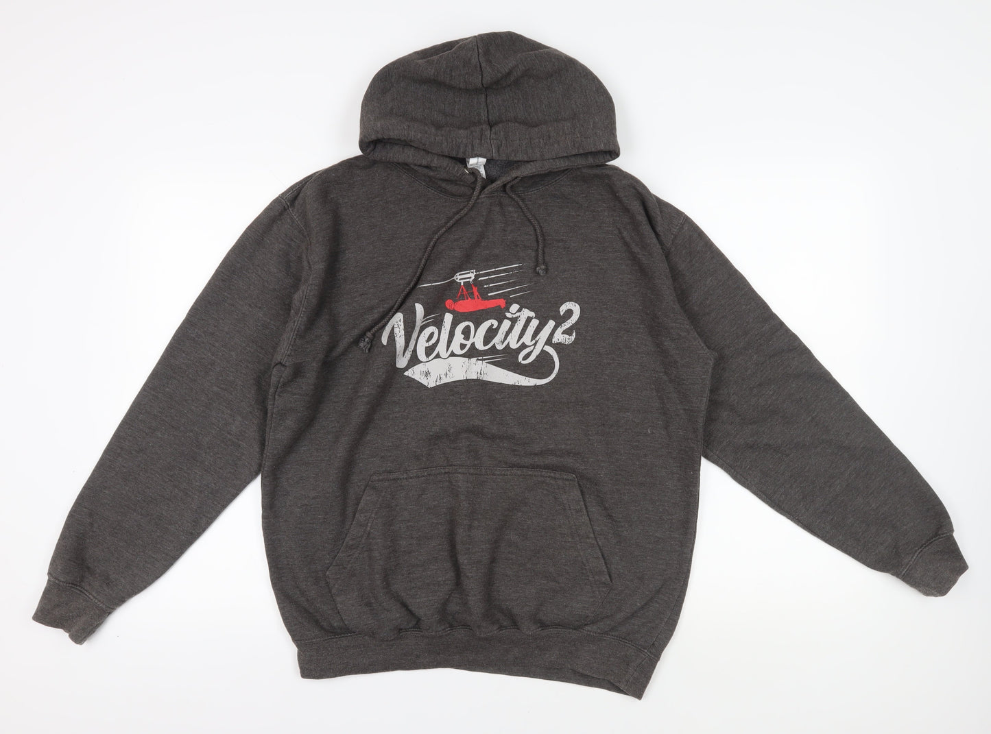 Just Hoods Unisex Grey Pullover Hoodie, Size L