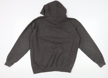 Just Hoods Unisex Grey Pullover Hoodie, Size L