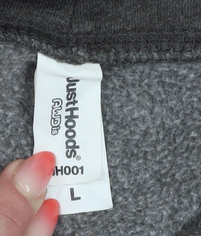 Just Hoods Unisex Grey Pullover Hoodie, Size L