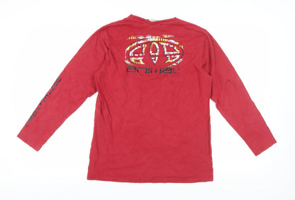 Animal Boys Red Long Sleeve T-Shirt, L, Graphic Logo