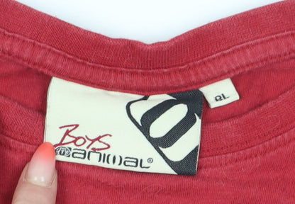 Animal Boys Red Long Sleeve T-Shirt, L, Graphic Logo