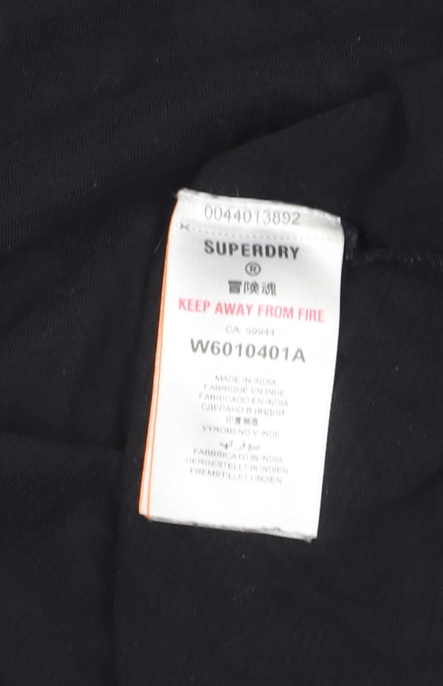 Womens UK Size 10 Superdry Black Jersey T-Shirt