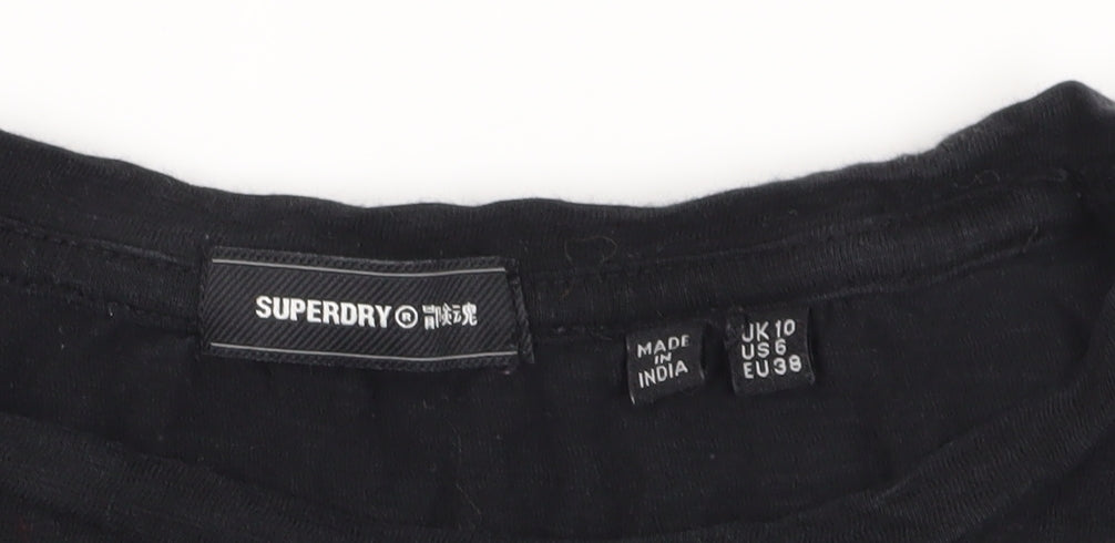 Womens UK Size 10 Superdry Black Jersey T-Shirt