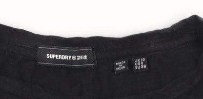 Womens UK Size 10 Superdry Black Jersey T-Shirt