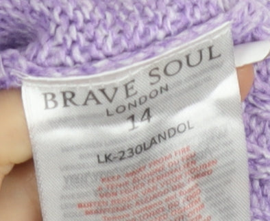 Womens UK Size 14 Brave Soul Purple Pullover Jumper