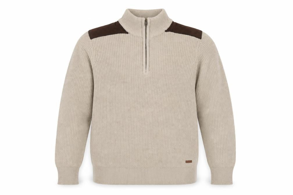 Mens UK Size S P.G. Field Beige Full Zip Jumper