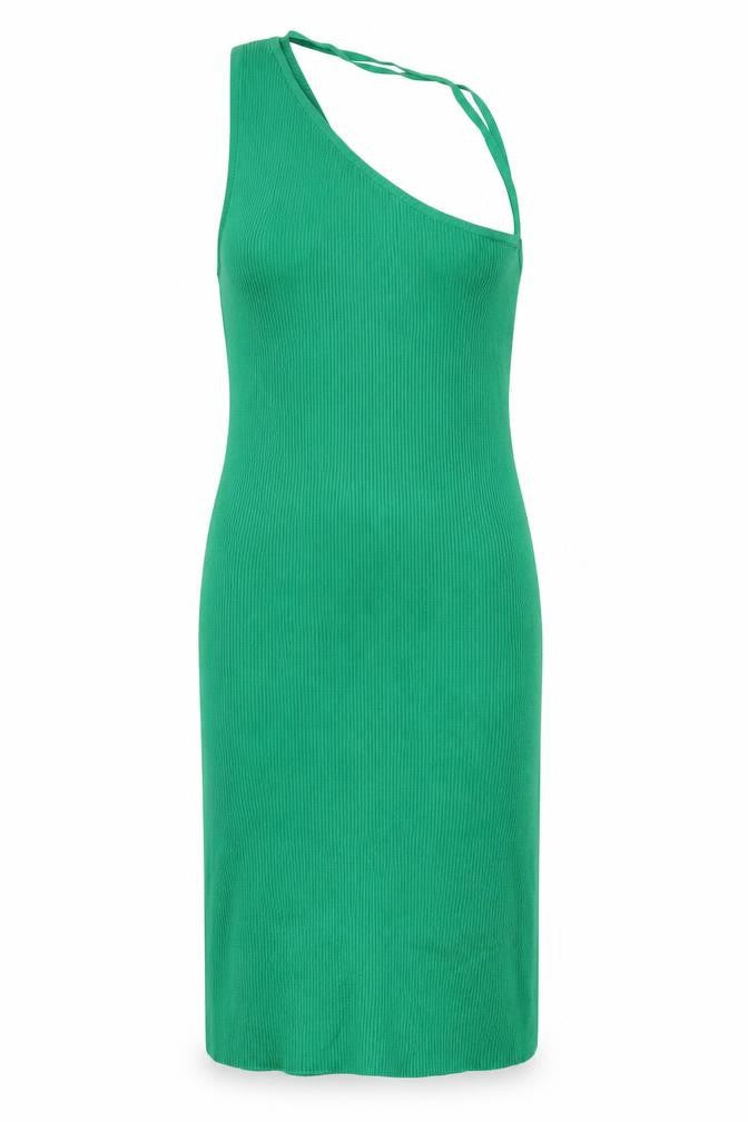 Front view of Collusion Green Slip Dress UK 14 - Lightweight Summer Wear