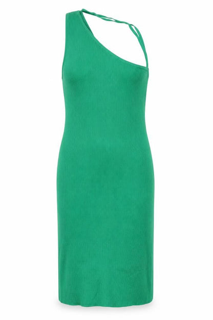 Front view of Collusion Green Slip Dress UK 14 - Lightweight Summer Wear
