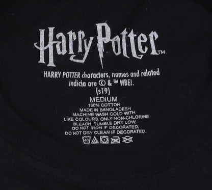 Unisex Adults UK Size M Harry Potter Black Basic T-Shirt