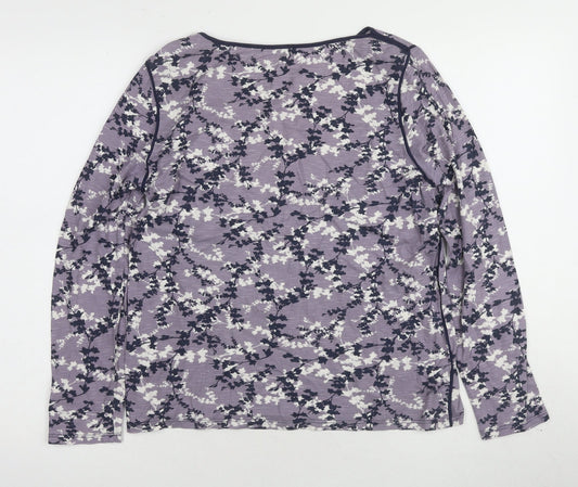 Laura Ashley Women's Purple Floral Long Sleeve T-Shirt