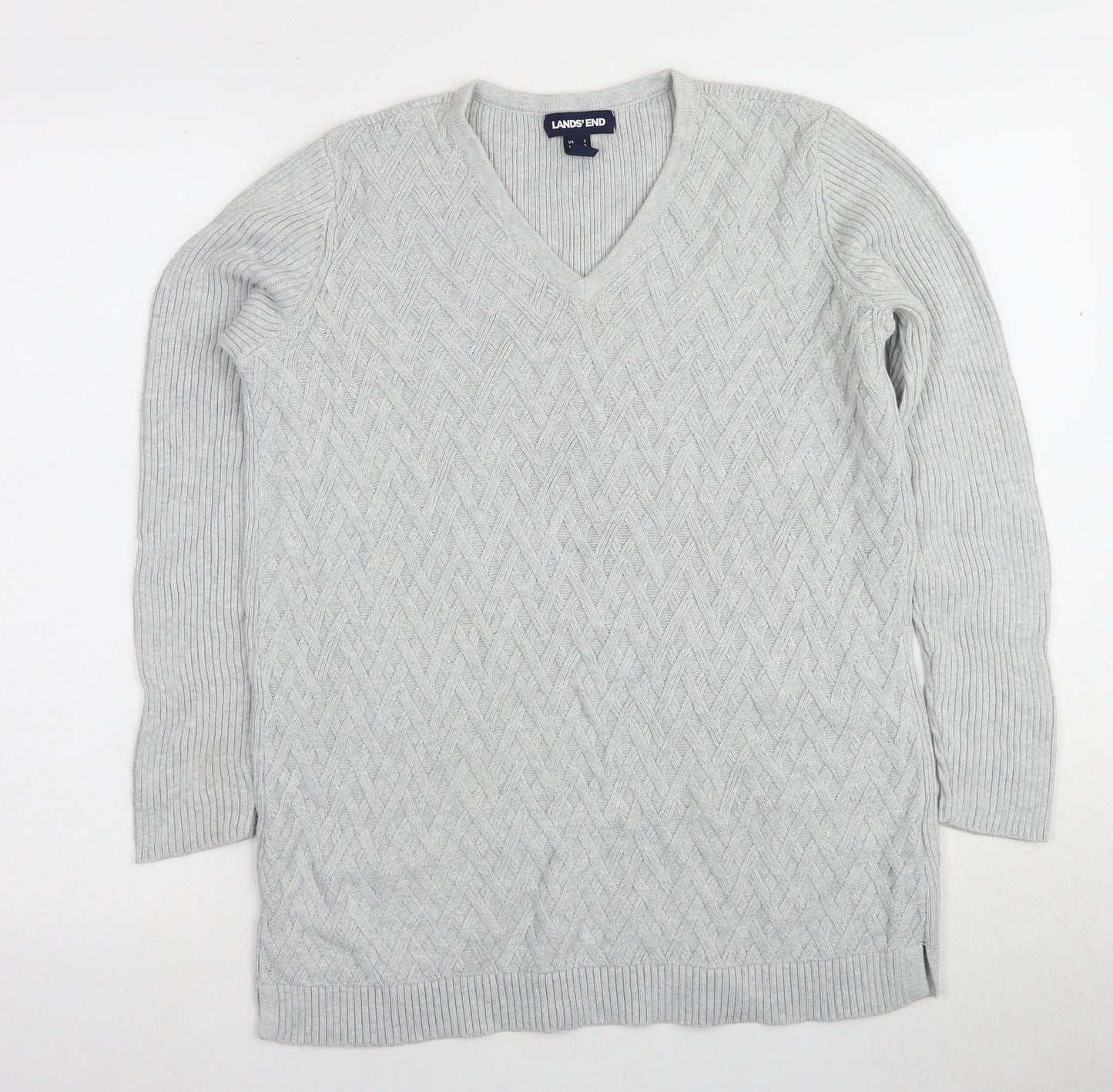 Womens UK Size M Lands End Grey Pullover Jumper