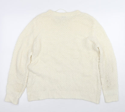 Damart Ivory Cable-Knit Jumper Women UK 10 Regular Fit