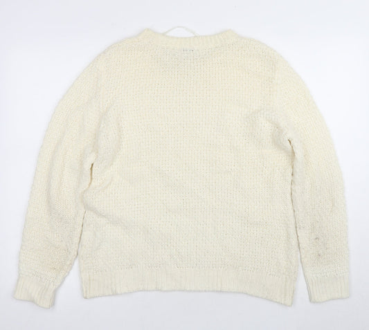 Damart Ivory Cable-Knit Jumper Women UK 10 Regular Fit