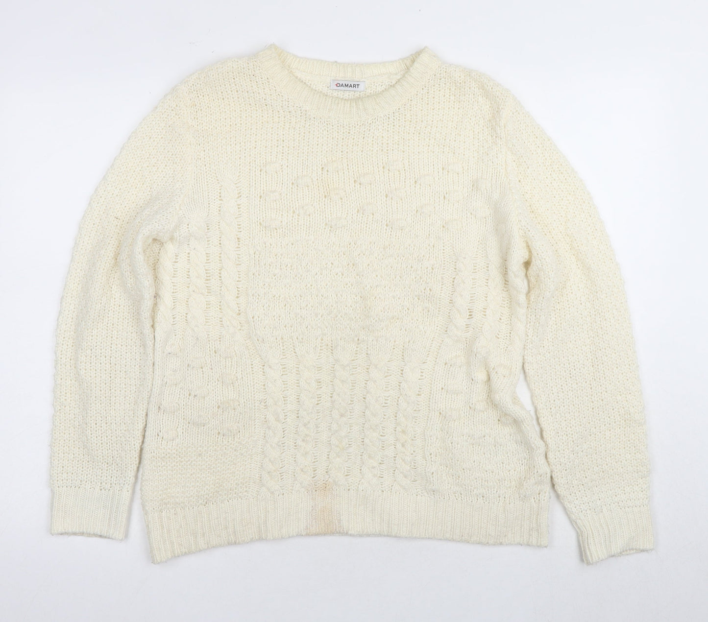 Damart Ivory Cable-Knit Jumper Women UK 10 Regular Fit