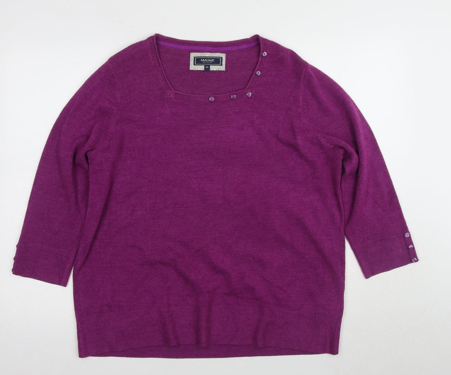 Womens UK Size 20 Maine New England Purple Pullover Jumper