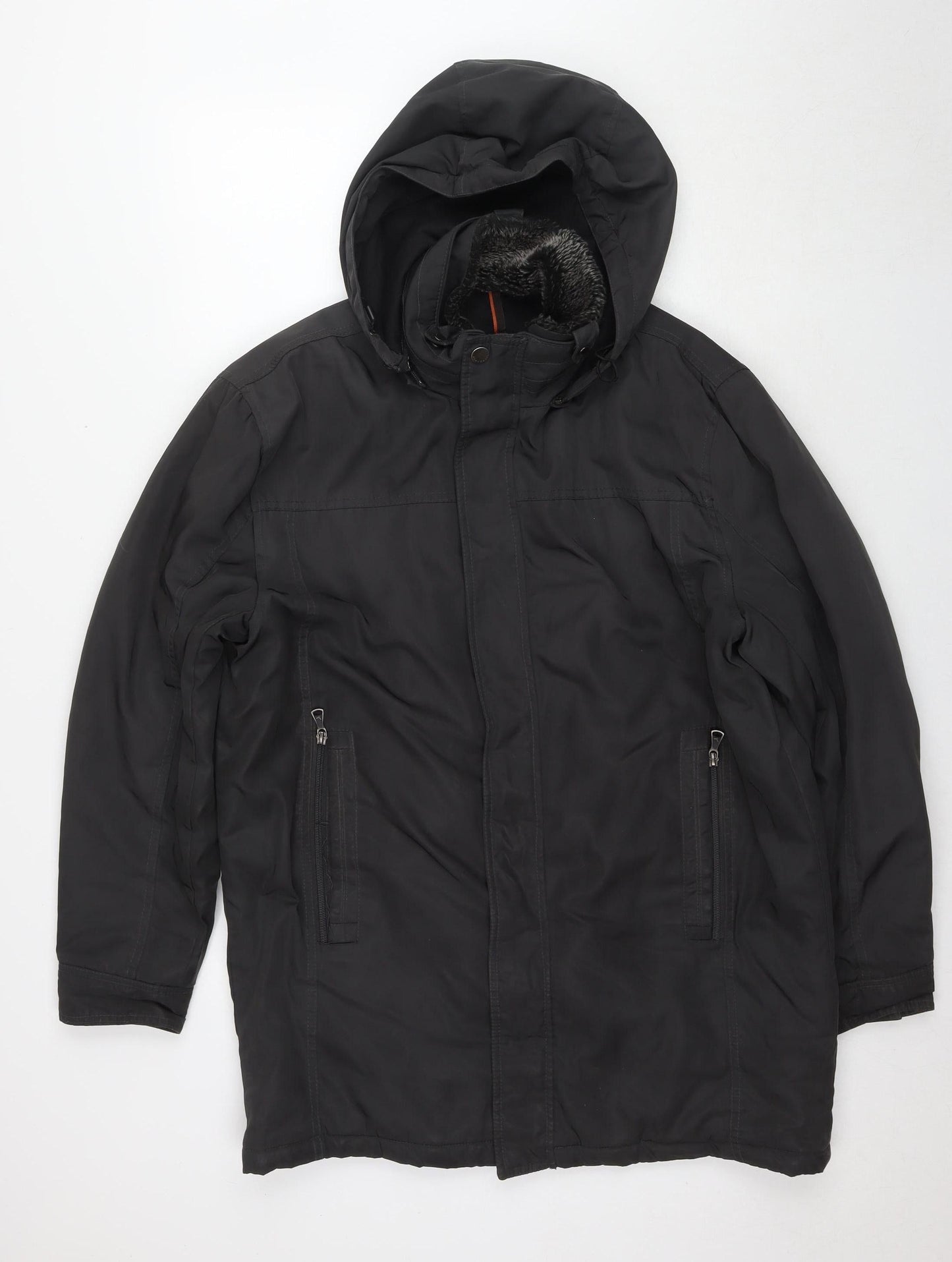 Mens UK Size M Hawke & Co Black Parka Coat