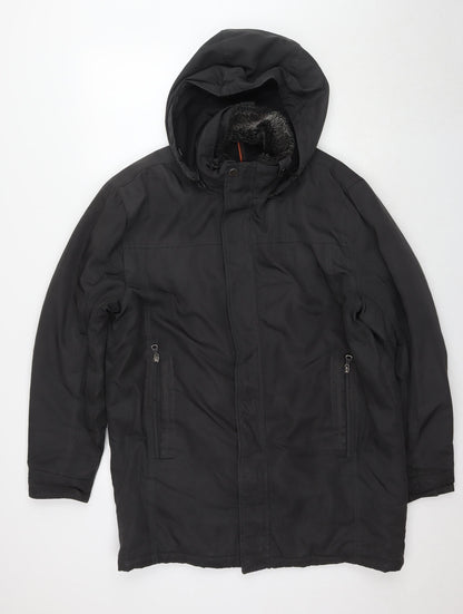 Mens UK Size M Hawke & Co Black Parka Coat