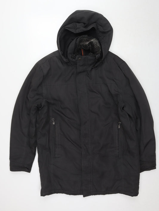 Mens UK Size M Hawke & Co Black Parka Coat