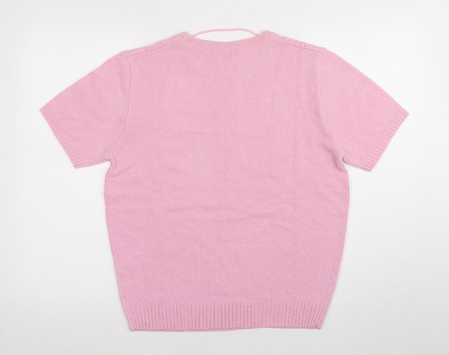 Damart Women's Pink Henley Crew Neck Jumper M