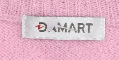 Damart Women's Pink Henley Crew Neck Jumper M
