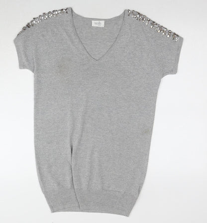 Womens UK Size S Wallis Grey Pullover Jumper