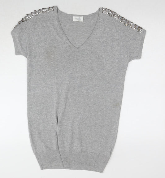 Womens UK Size S Wallis Grey Pullover Jumper