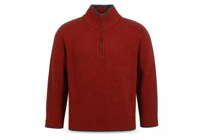 ALS Men's XL Red Full Zip Wool Jumper
