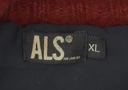 ALS Men's XL Red Full Zip Wool Jumper