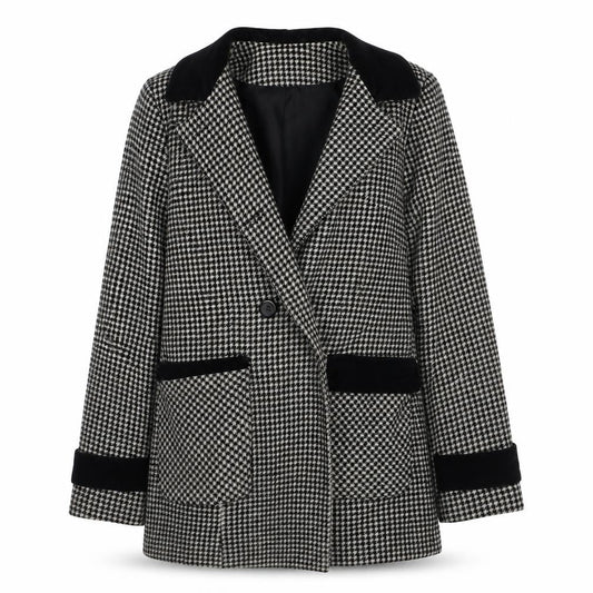 Amaryllis Women's Black & White Houndstooth Pea Coat Size 10