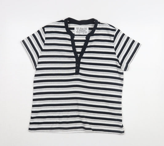 Bonmarché Women's Black Striped T-Shirt Medium