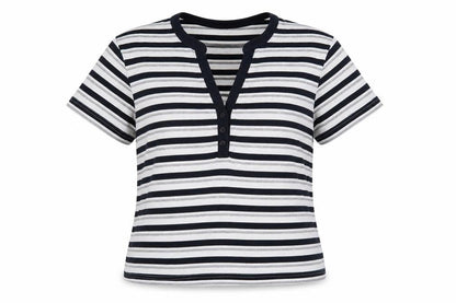 Bonmarché Women's Black Striped T-Shirt Medium