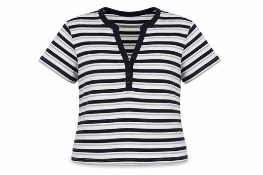 Bonmarché Women's Black Striped T-Shirt Medium